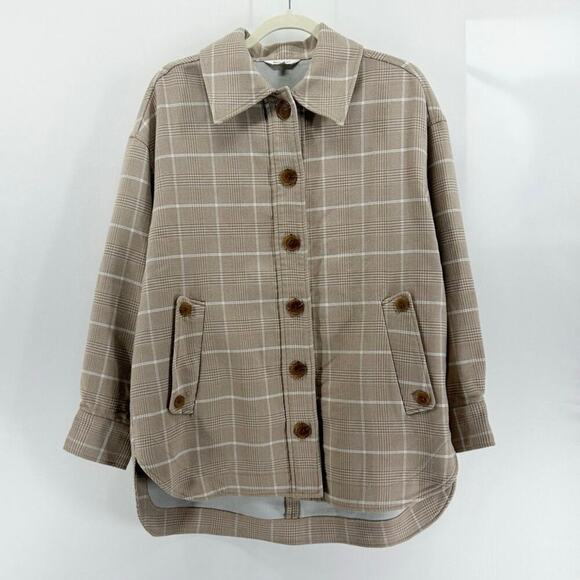 Moussy Jackets & Blazers - Moussy Tan Plaid Chore Shirt Jacket Oversized